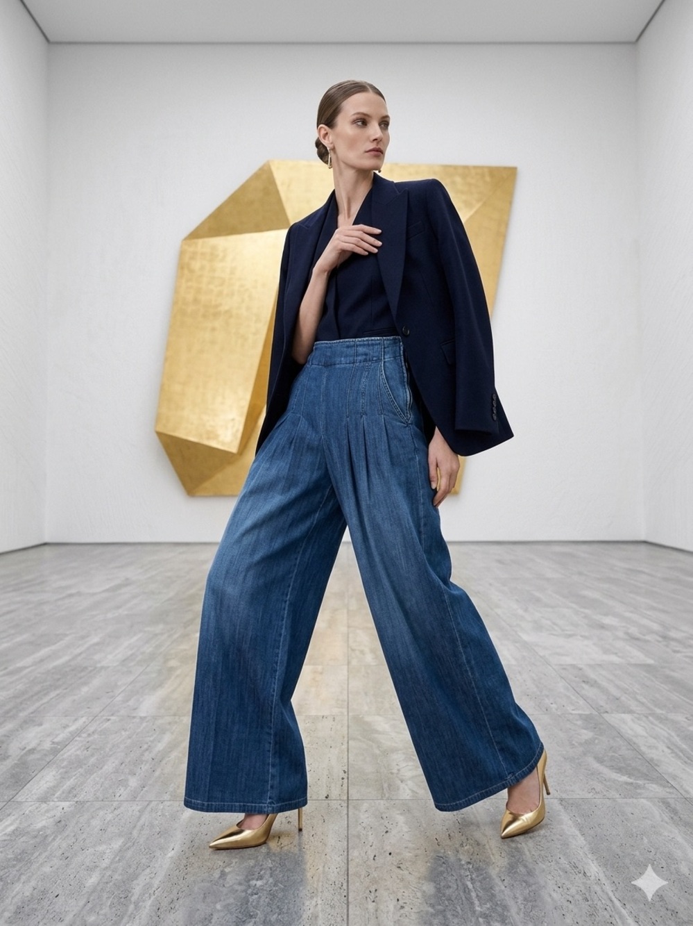 Pilcro Denim Jeans with Light Pink Label - Blue